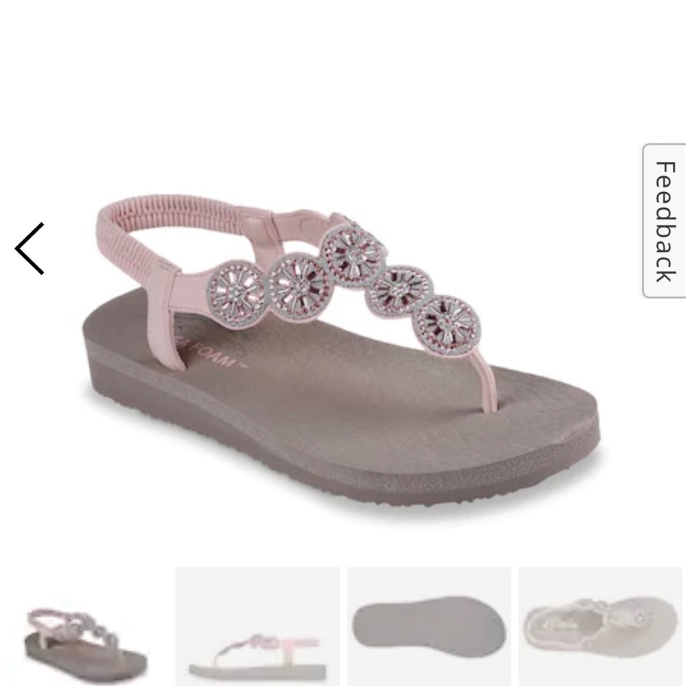New & Never been worn! Light pink, rhinestone thong sandals from sketchers.